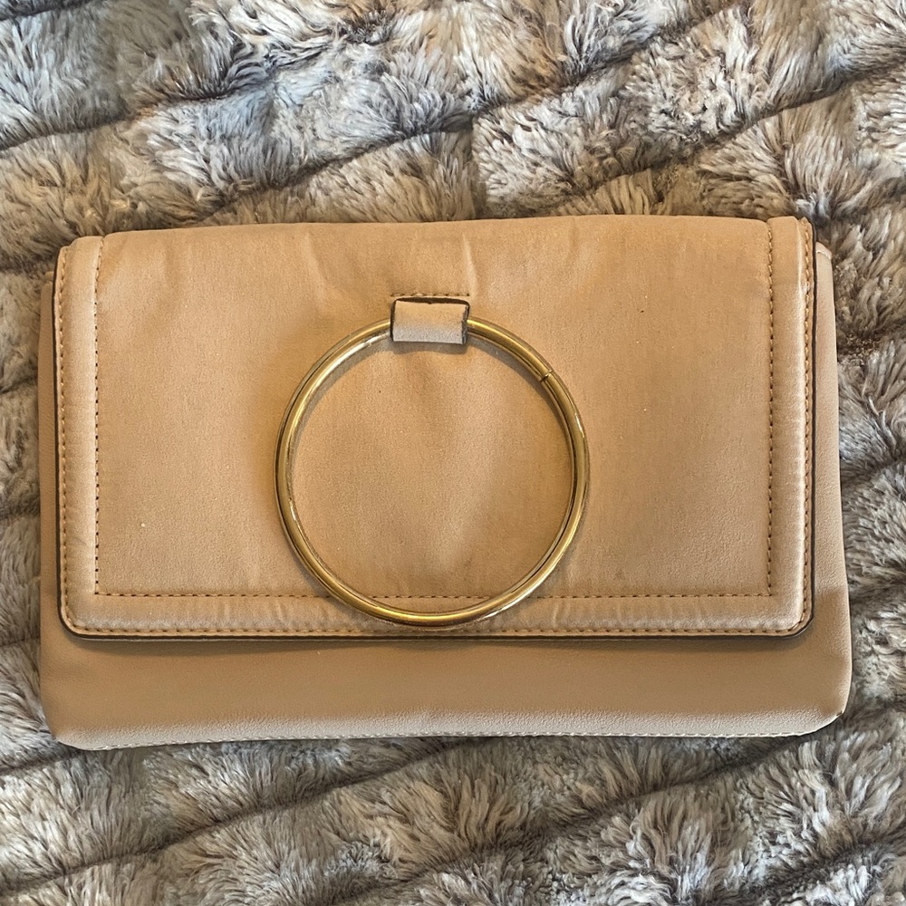 Aldo Beige Clutch with Gold Accent